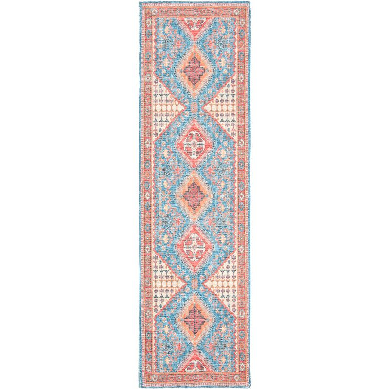 Saffron SFN512 Hand Loomed Indoor Runner Rug - Navy/Red - 2'3"x8' - Safavieh