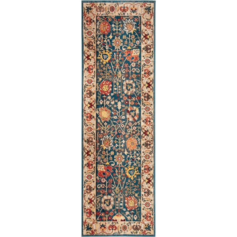 Kashan KSN303 Power Loomed Runner Rug - Blue/Tan - 2'6"x8' - Safavieh.