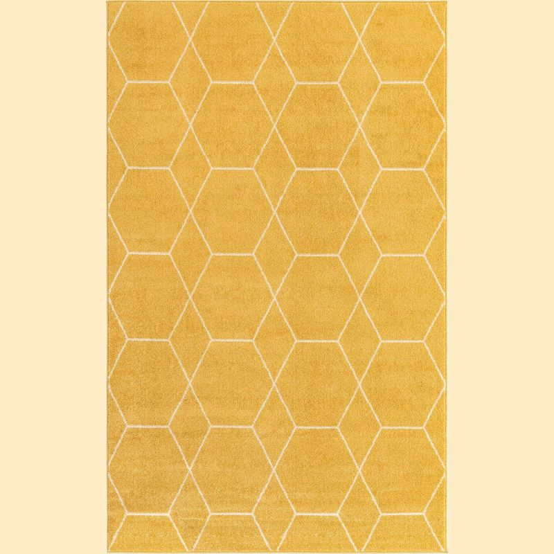 Unique Loom 5' 0 x 8' 0 Trellis Frieze Geometric Yellow Area Rug