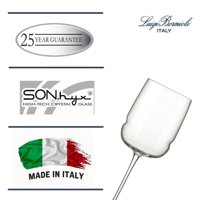 Luigi Bormioli Grandioso Chardonnay 15.25 oz. Wineglass, Set of 4, Titanium Reinforced Stem, Made of SON-hyx Crystal, Made in Italy