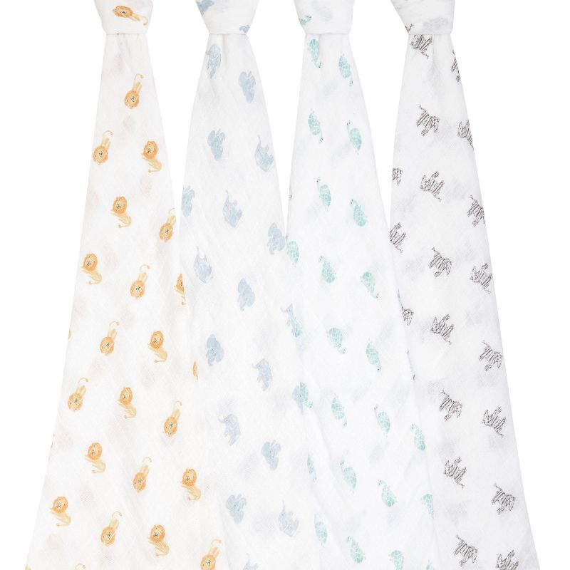 aden + anais Essentials Organic Swaddle Blanket - Animal Kingdom - 4pk