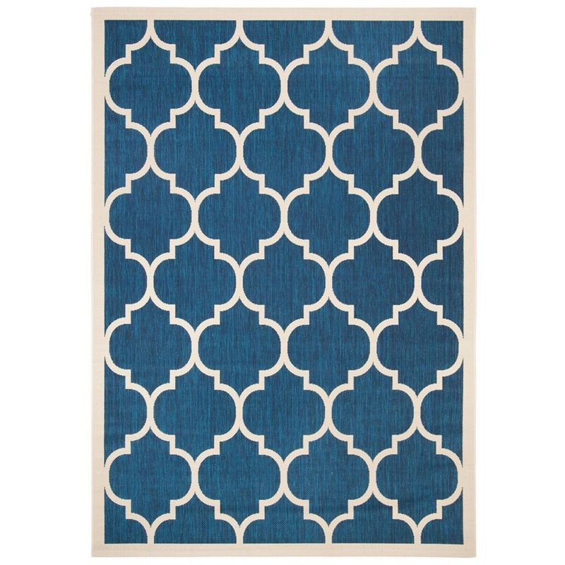 Courtyard CY6914 Power Loomed Indoor/Outdoor Area Rug - Navy/Beige - 6'7"x9'6" - Safavieh.