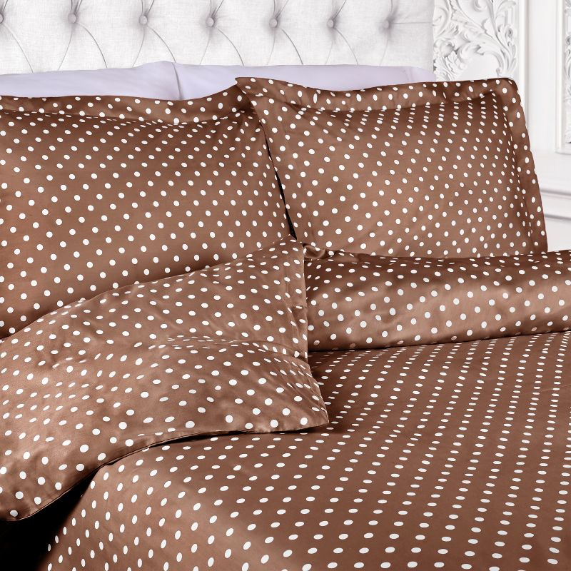Polka Dot 600 Thread Count Cotton Blend Deep Pocket Bed Sheet Set, Twin, Taupe - Blue Nile Mills