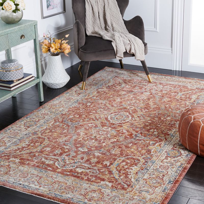 Valencia VAL566 Power Loomed Area Rug - Rust/Teal - 4'x6'2" - Safavieh.