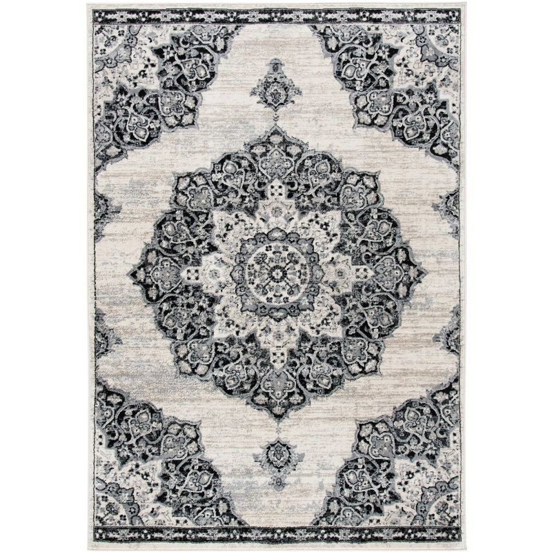 Brentwood BNT802 Power Loomed Area Rug - Ivory/Black - 6'x9' - Safavieh.