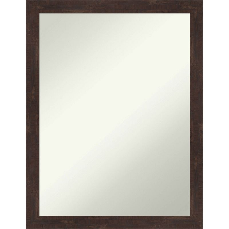 21" x 27" Non-Beveled Fresco Wood Bathroom Wall Mirror Dark Walnut - Amanti Art: Includes Mounting Hardware