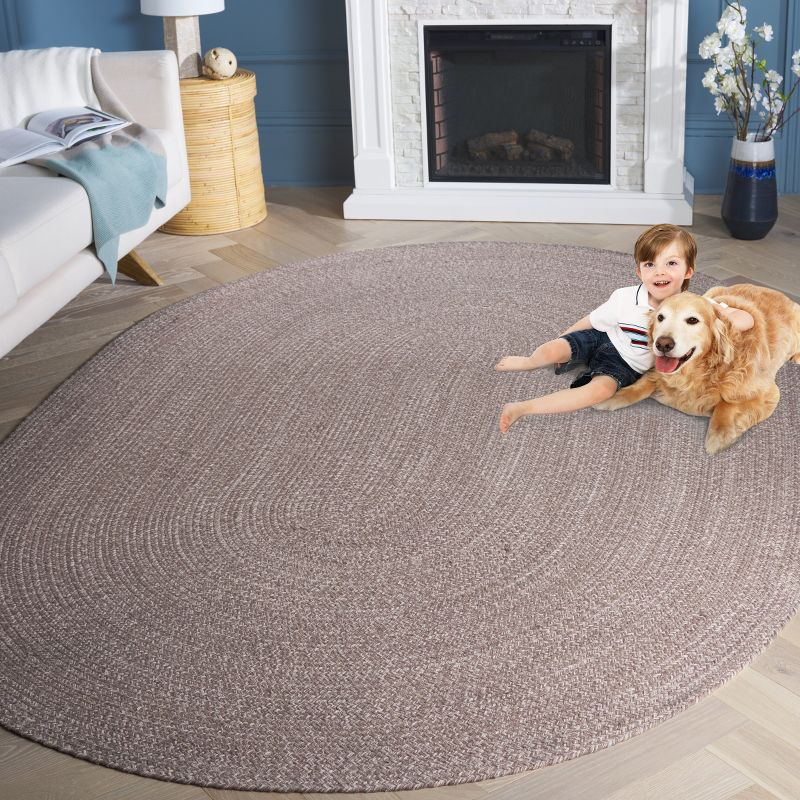 Braided BRD256 Hand Woven Indoor Area Rug - Ivory/Beige - 4'x6' Oval - Safavieh