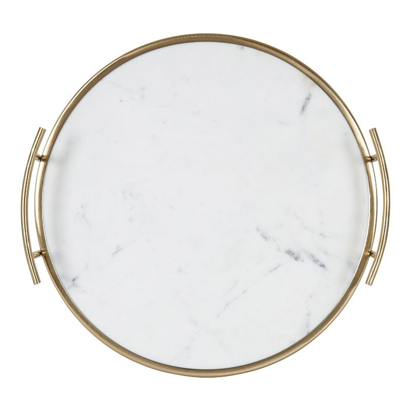 Kate and Laurel Marbury Tray, 14" Diameter, Gold