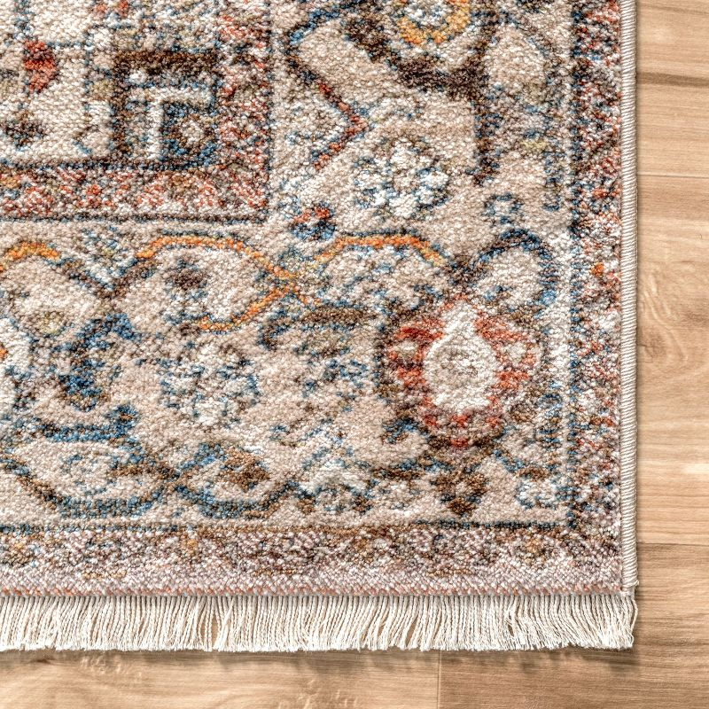 Nuloom Harriet Medallion 5 Round Indoor Area Rug for Living Room Bedroom Dining Room Kitchen, Light Brown/Ivory