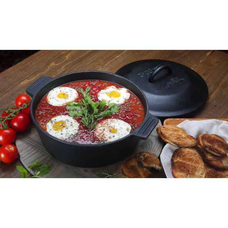 Bayou Classic 16 Inch Oven Safe Cast Iron Skillet Cooking Pot, Black (2 Pack)