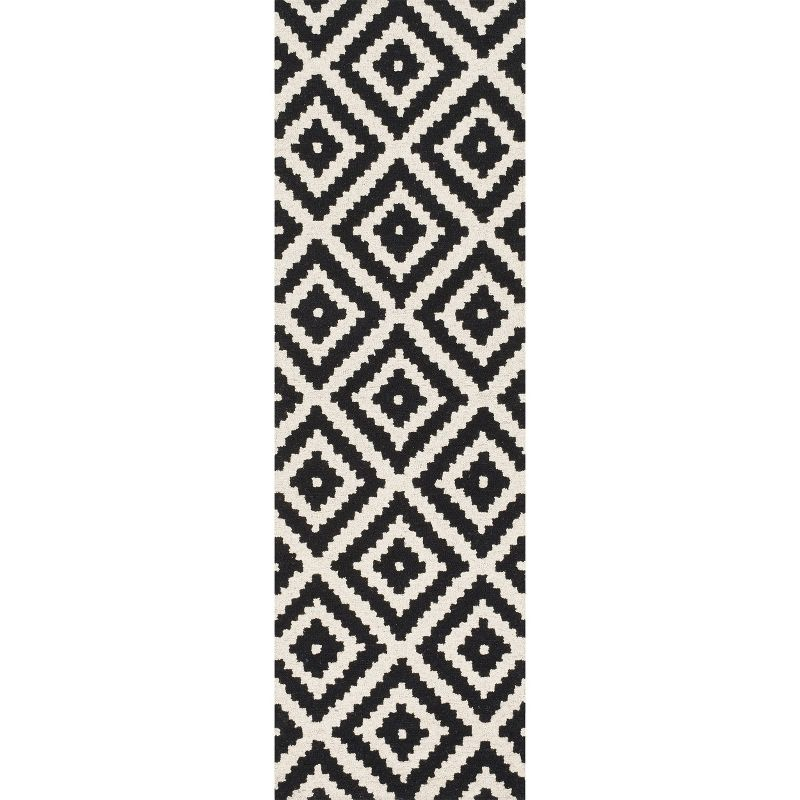 Nuloom Kellee Geometric 2x14 Wool Runner Indoor Area Rug for Living Room Bedroom Dining Room Entryway Hallway Kitchen, Beige/Brown