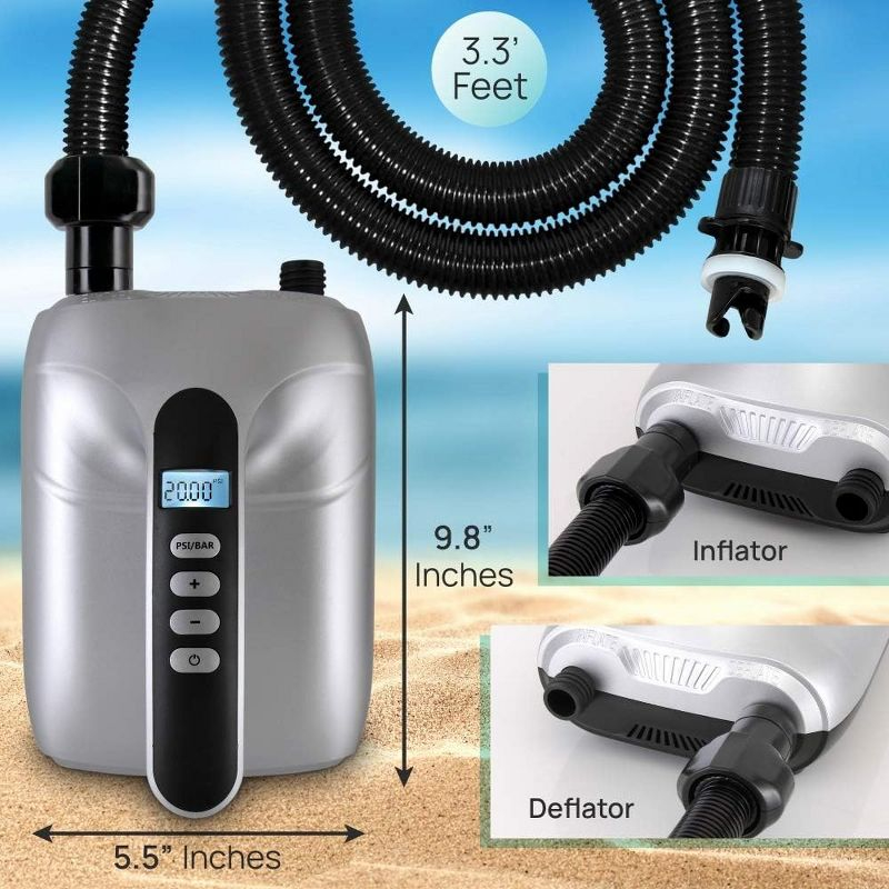 SereneLife High Pressure SUP Electric Air Pump - Silver & Black