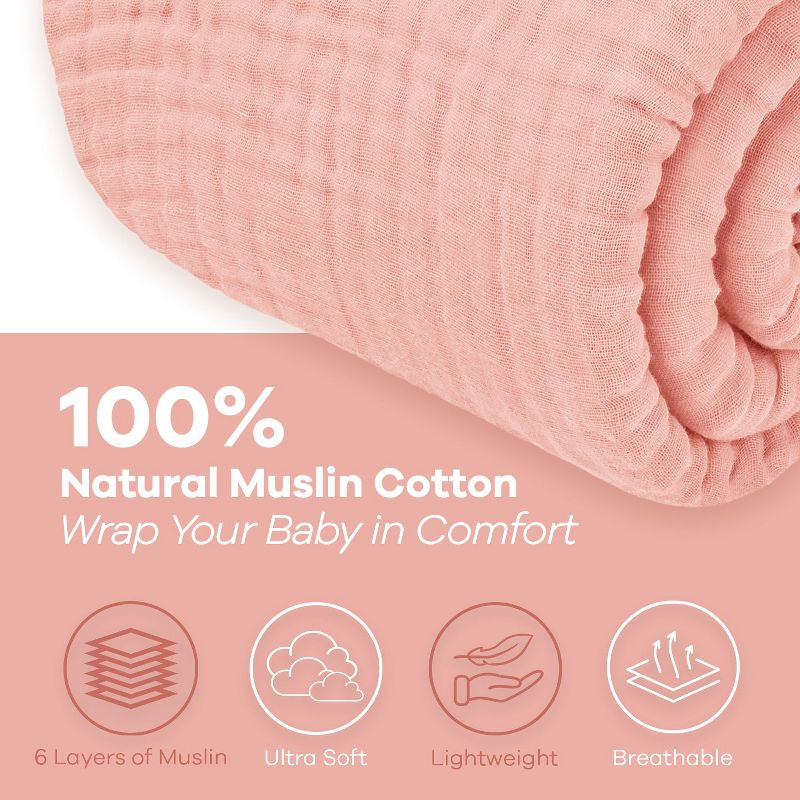 Muslin Blanket for Adults, Extra Large Throw 50" x 60" By Comfy Cubs - Lace Pink