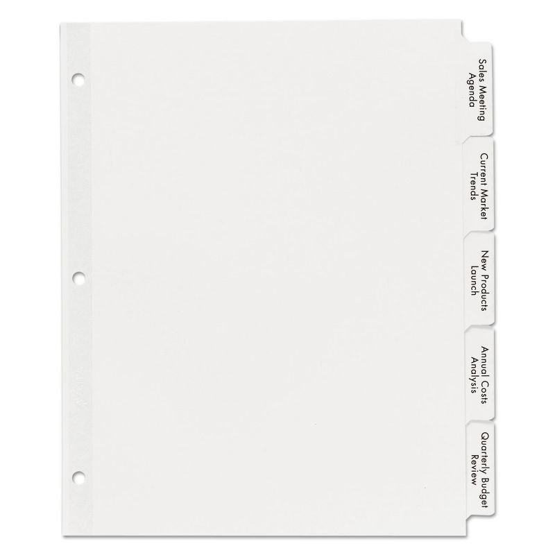 Avery Print & Apply Clear Label Dividers w/White Tabs 5-Tab Letter 5 Sets 11492