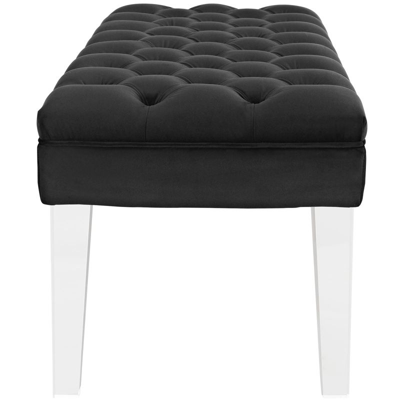 Modway Valet Velvet Bench – Tufted Upholstered Accent Bench with Acrylic Legs for Entryways, Bedrooms, or Dressing Areas