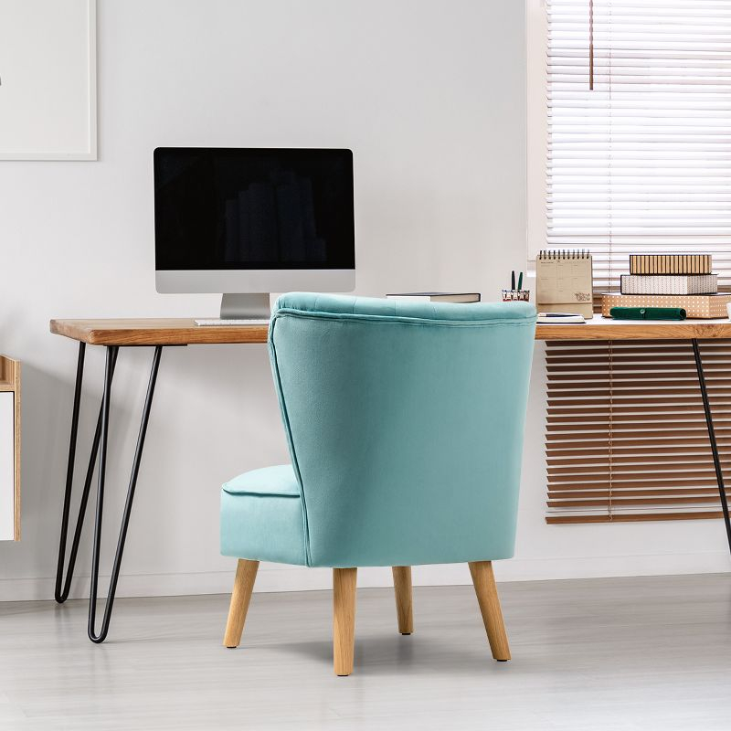 Costway Armless Accent Chair Modern Velvet Leisure Chair Single Upholstered Green