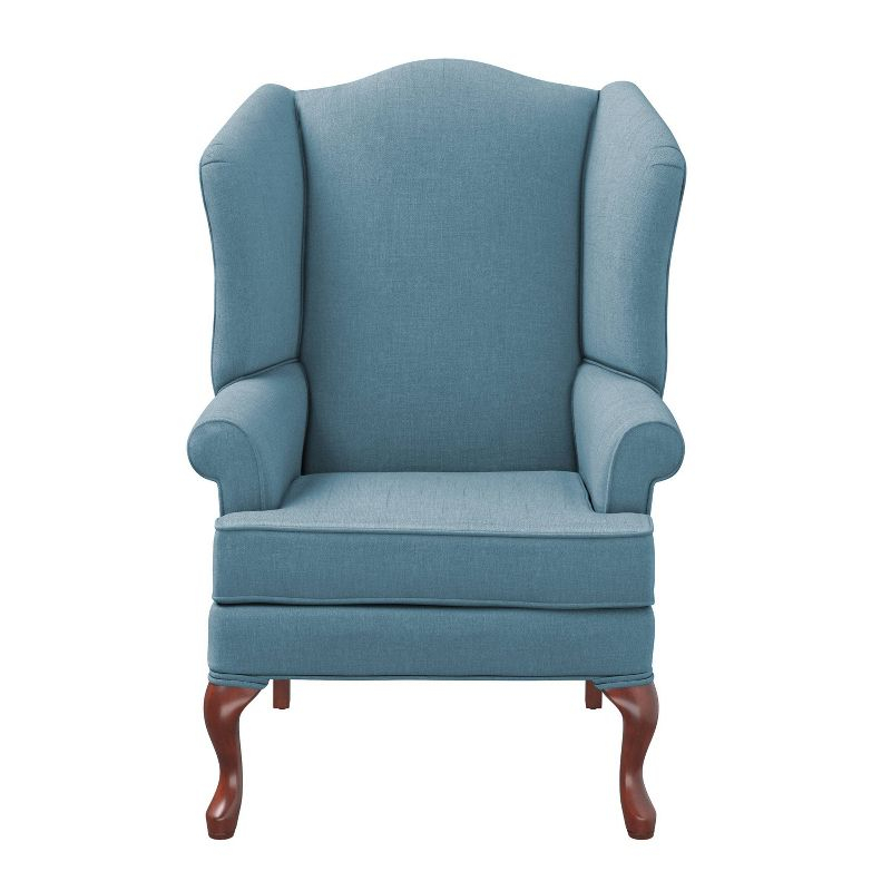 Comfort Pointe Erin Wing Back Accent Chair Blue: Handcrafted, Hardwood Frame, No Assembly Required
