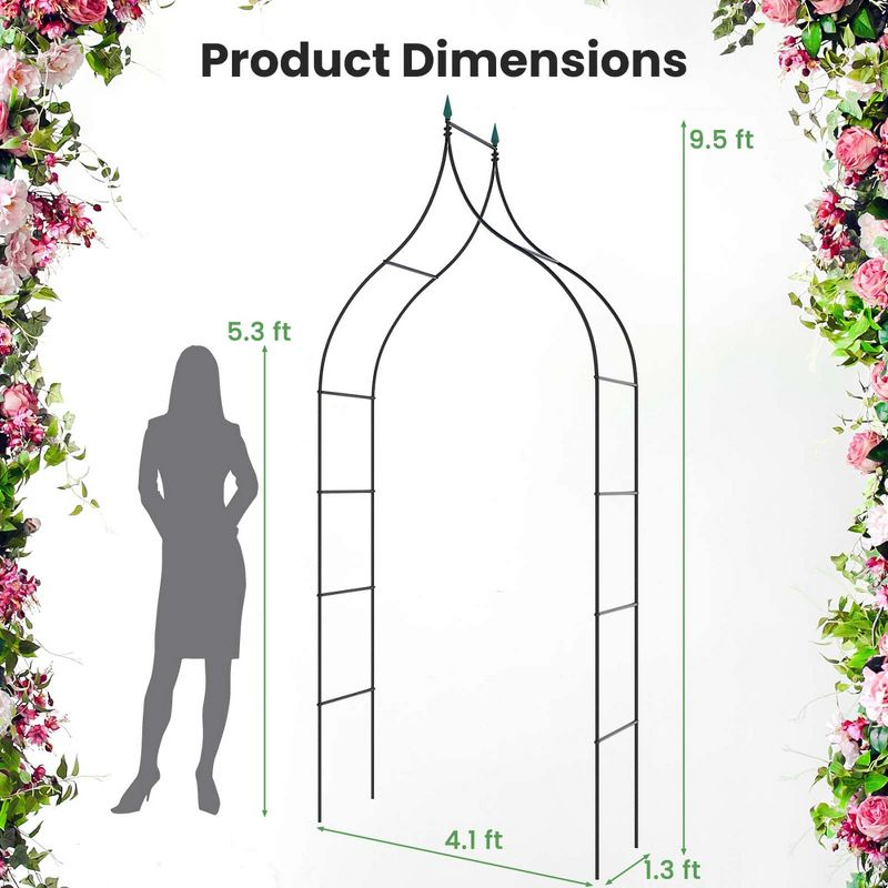Costway Steel Garden Arch Rose Arbor Climbing Plant Outdoor Garden
