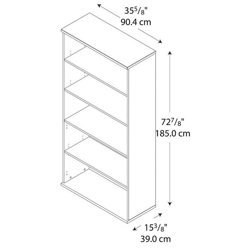 Wood 36 inches 5-Shelf Bookcase Natural Cherry Brown- Scranton & Co