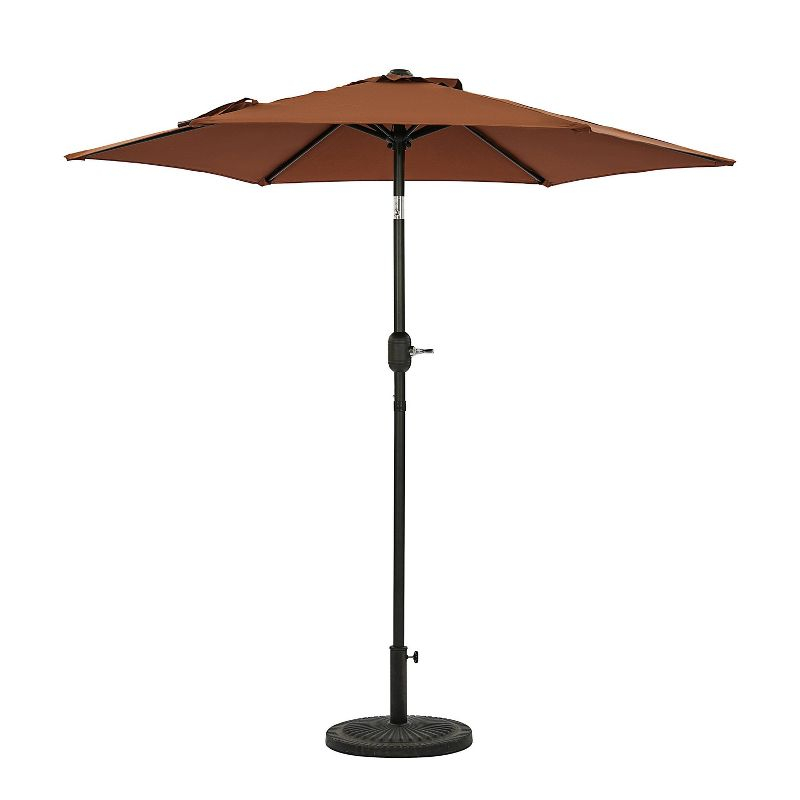 7.5' Hexagon Bistro Market Umbrella with Push-Button Tilt - Island Umbrella: Rust-Resistant, Wind Vent