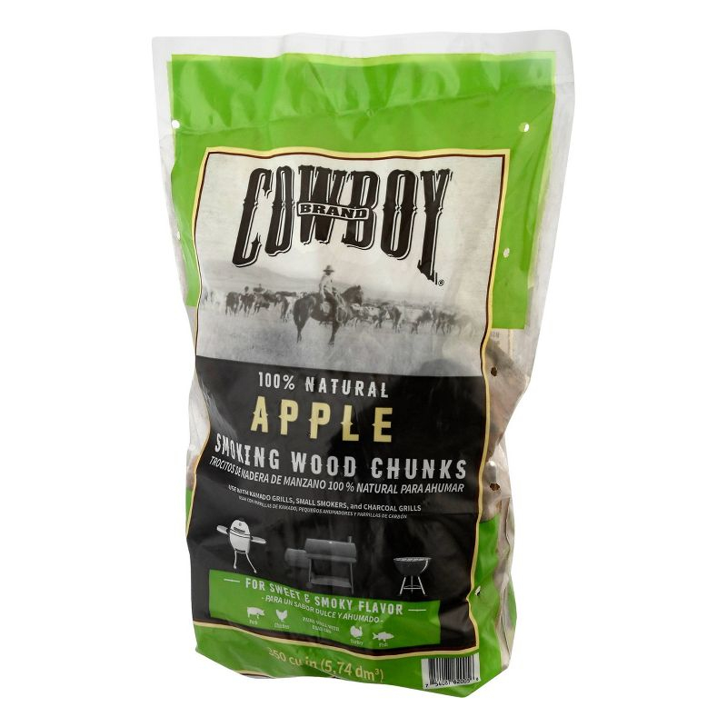 Cowboy 350 cu in Apple Wood Chunks: Natural Smoking for BBQ, Ideal with Beef & Seafood