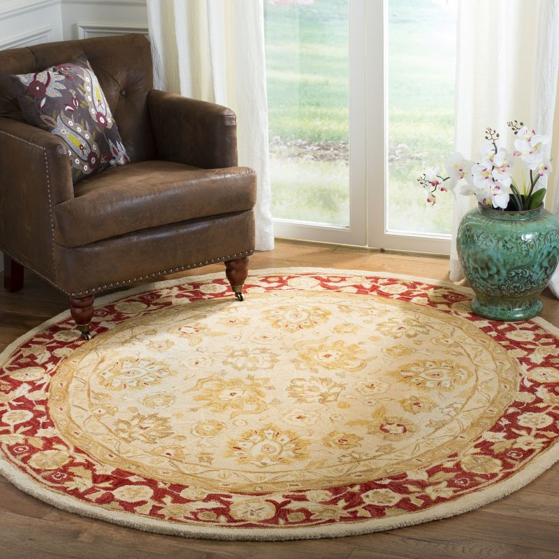 Anatolia AN522 Hand Tufted Indoor Area Rug - Ivory/Red - 8' Round - Safavieh