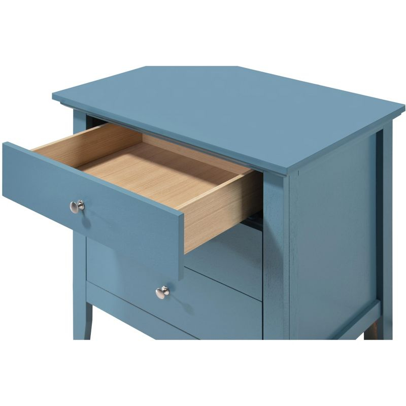 Passion Furniture Hammond 3-Drawer Teal Nightstand (26 in. H x 24 in. W x 18 in. D)