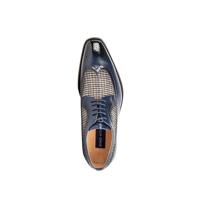 Gino Vitale Men's Wing Tip Brogue Two Tone Shoes,BLUE,8
