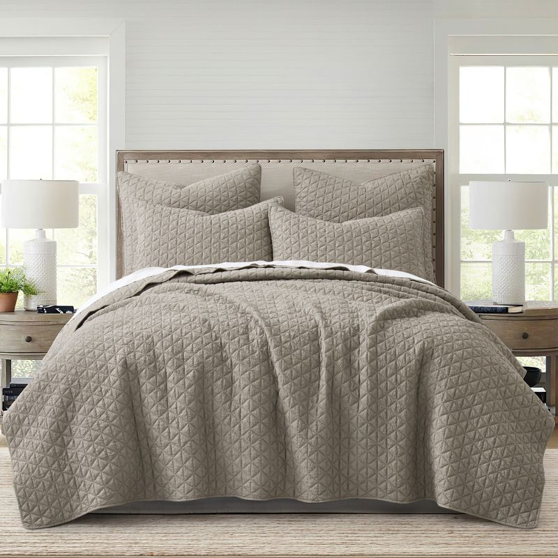 Rowan Tan Twin Quilt Set- HomThreads by Levtex Home