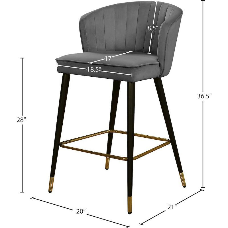 Meridian Furniture,Cassie Grey Velvet Stool, Set of 2