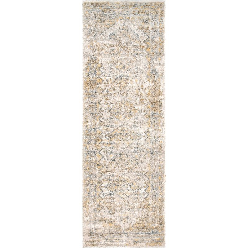 Nuloom Madisson Medallion 2x10 Runner Indoor Area Rug for Living Room Bedroom Dining Room Entryway Hallway Kitchen, Gold/Ivory