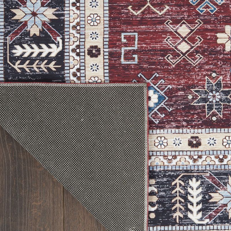 Nourison Fulton Vintage Medallion Non-Slip Flatwoven Indoor Rug Red 2'3" x 7'6"