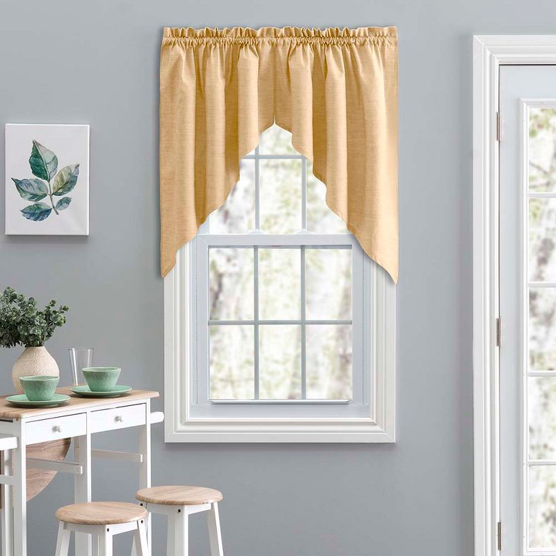 Ellis Curtain Lisa Solid Color Poly Cotton Duck Fabric Tailored Swag 56" x 36" Butter