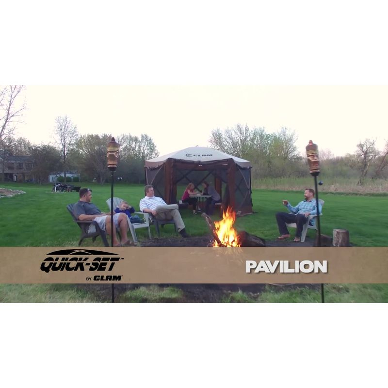 CLAM Quick-Set 6 x 6 Foot Traveler Portable Pop Up Outdoor Camping Gazebo 4 Sided Canopy Shelter with Ground Stakes and Carrying Bag, Gray