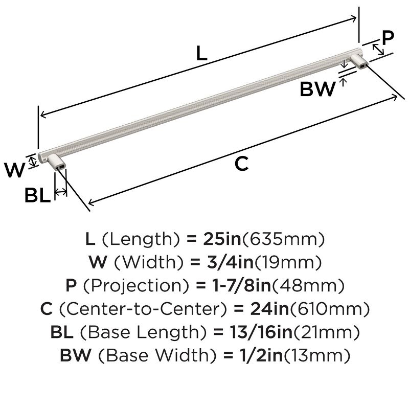 Amerock Bronx 24 inch (610mm) Center-to-Center Polished Nickel Appliance Pull