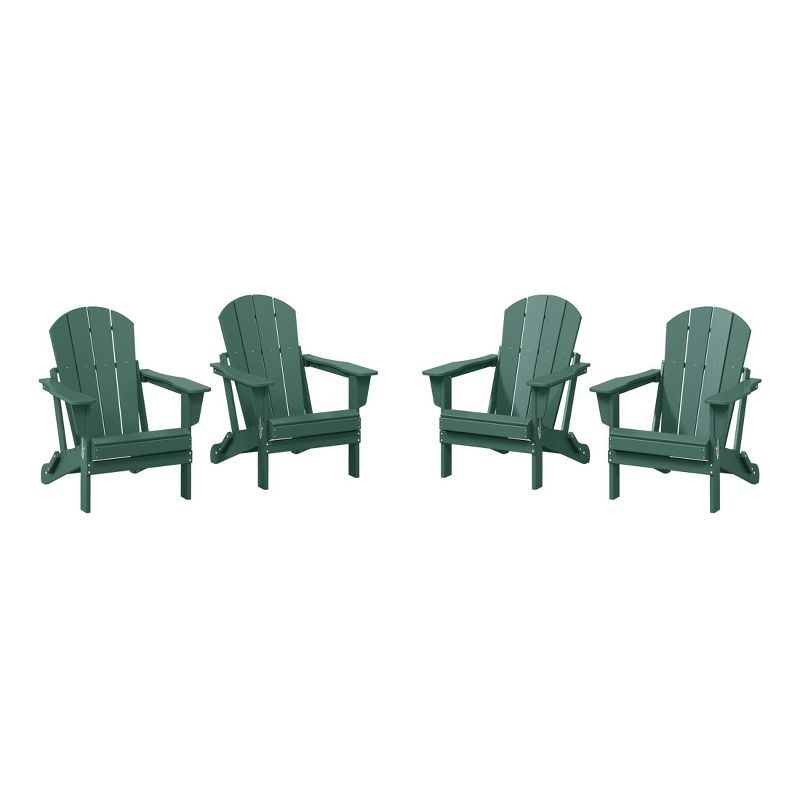 WestinTrends Malibu HDPE Outdoor Patio Folding Adirondack Chair (Set of 4), Dark Green