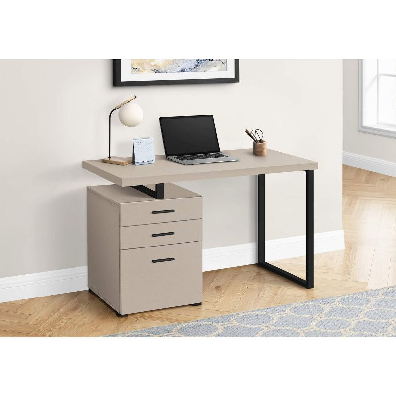 Monarch Specialties Computer Desk Home Office Laptop Left Right Set-Up Storage Drawers 48InchL Work Metal Laminate Beige Black Contemporary Modern