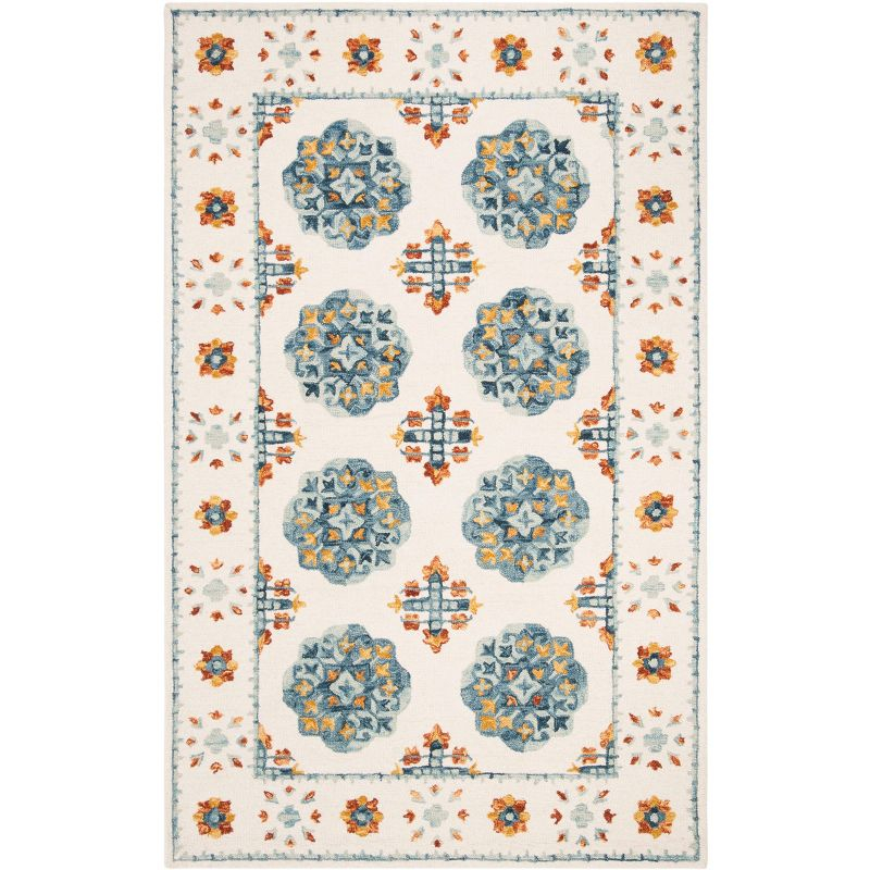Blossom BLM901 Hand Tufted Area Rug - Blue/Ivory - 5'x8' - Safavieh.