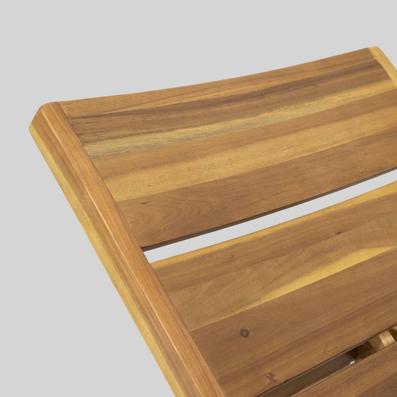 Maki Wood Chaise Lounge Teak - Christopher Knight Home: Weather-Resistant Acacia & Iron Frame, 90 Day Warranty