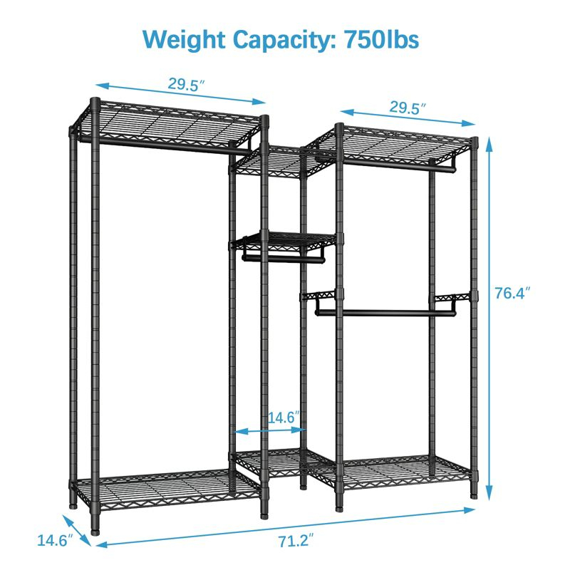 VIPEK Classic V6 Medium Wire Garment Rack Heavy Duty Clothes Rack, Black