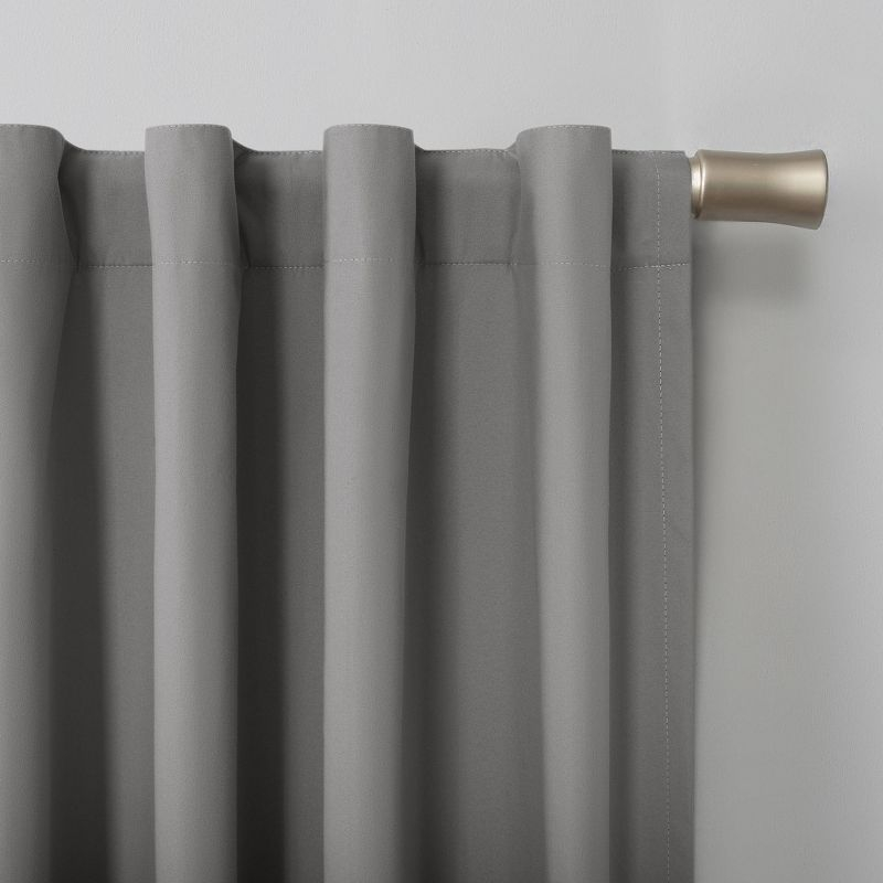 40"x96" Sun Zero 100% Blackout Cyrus Thermal Back Tab Curtain Panel Gray: Modern Indoor Polyester Drapery