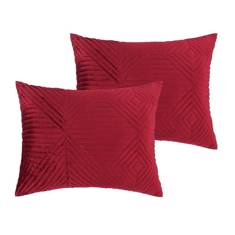 Greenland Home Fashion Riviera Velvet Ultra Comfortable Pillow Sham Standard Red