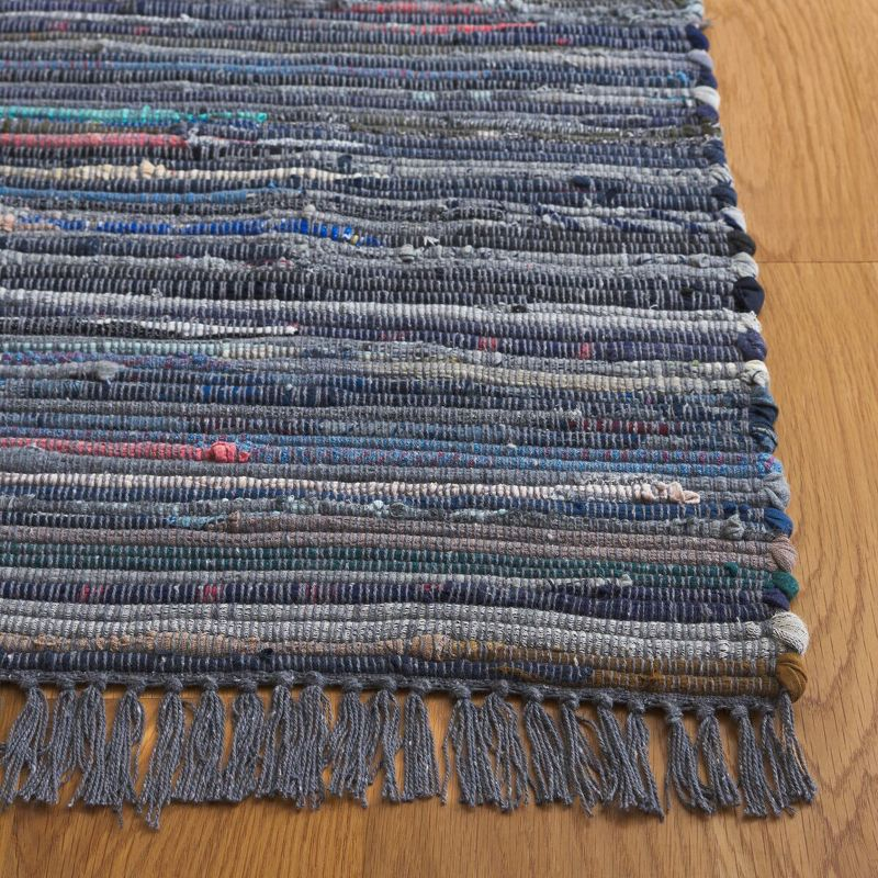 Rag Rug RAR121 Hand Woven Indoor Area Rug - 5'x8' - Ink/Multi - Safavieh