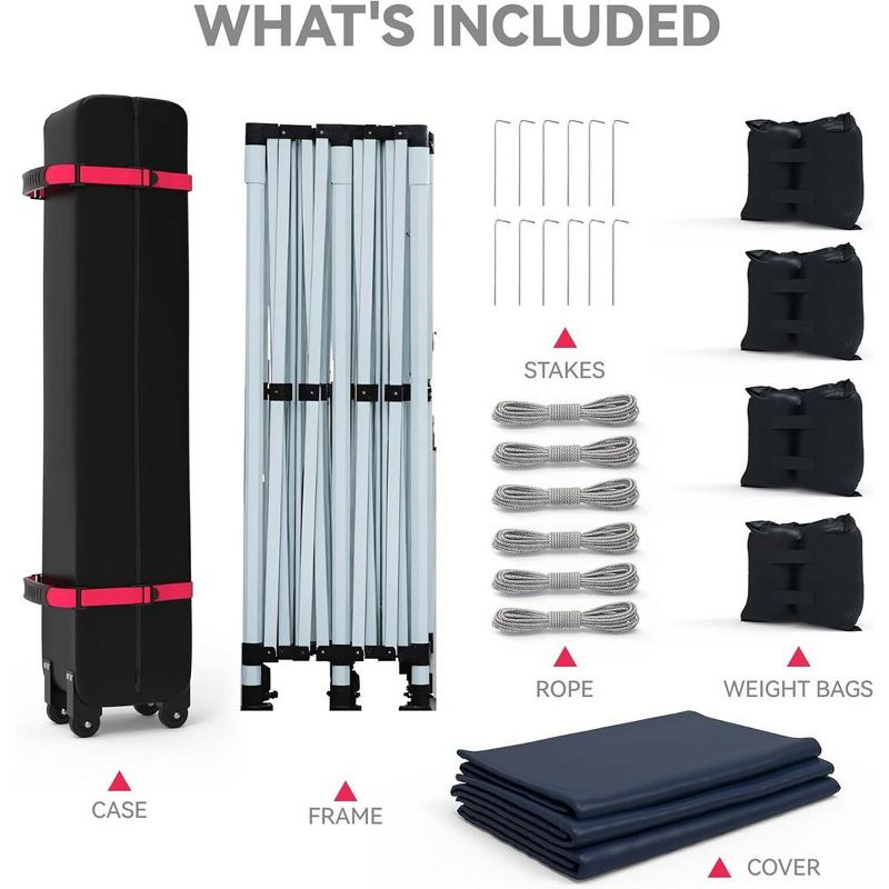 Garvee 10x20ft Pop Up Outdoor Canopy Tent with Removable Sidewalls,Patented One-Push Tent with Wheeled Bag,Uv Resistant & Waterproof,Navy Blue