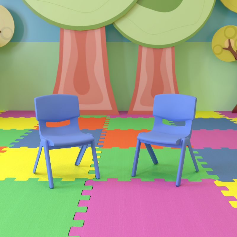Flash Furniture 2 Pack Blue Plastic Stackable School Chair with 10.5'' Seat Height