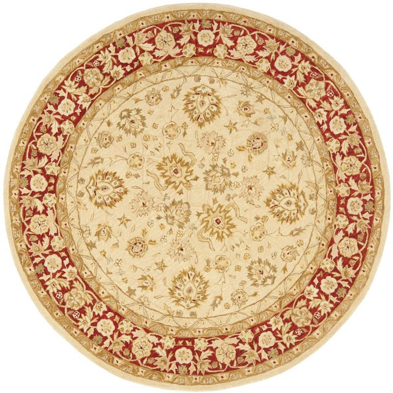 Anatolia AN522 Hand Tufted Indoor Area Rug - Ivory/Red - 8' Round - Safavieh