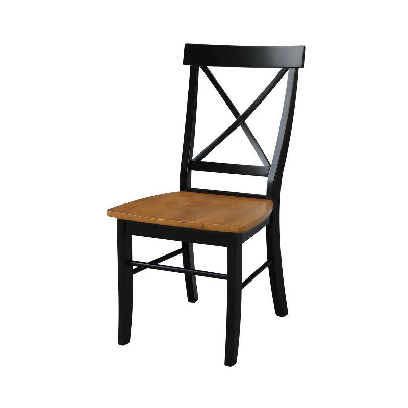 International Concepts Set of 2 X Back Chairs with Solid Wood Seats Black/Cherry Red: Hardwood Frame, Mid-Century Style