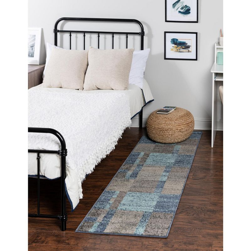 Unique Loom Autumn Collection Area Rug - Providence (2'  x 8' Runner Blue Gray/Light Brown)