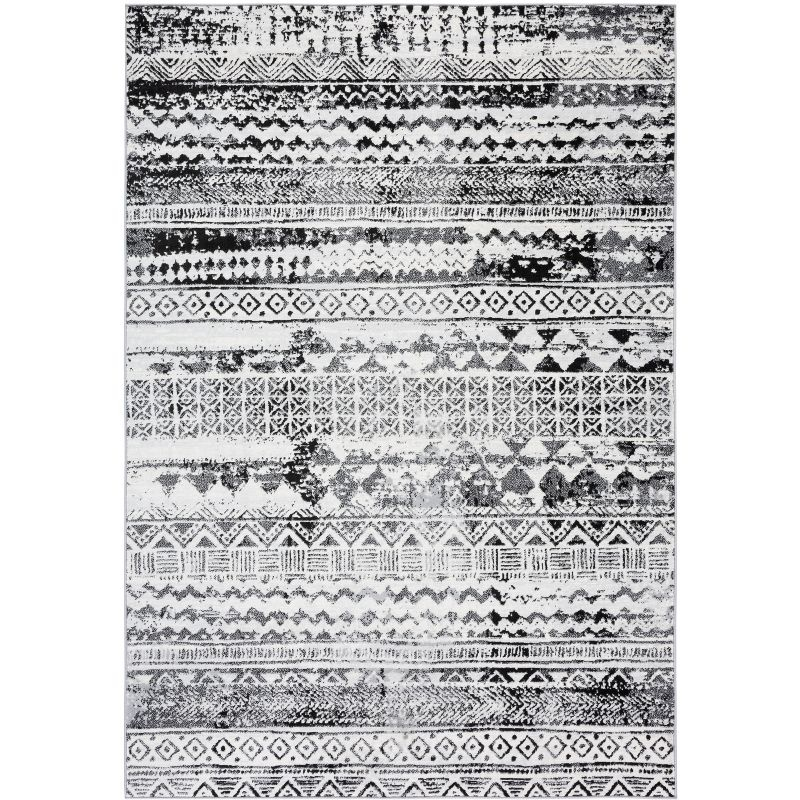 Brentwood BNT835 Power Loomed Area Rug - Black/Ivory - 8'x10' - Safavieh.