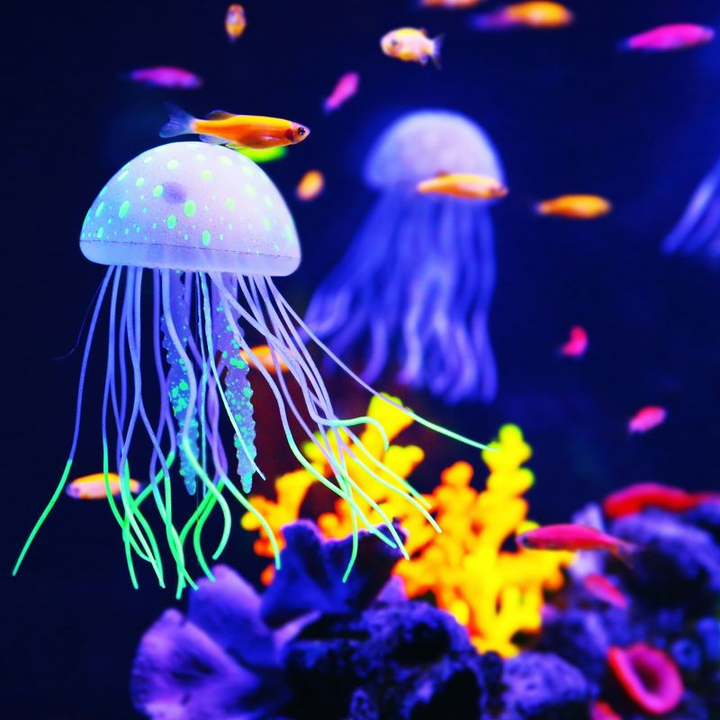 Unique Bargains Aquarium Jellyfish Glow Decoration with Suction Cup 2.3"x5.9" Pink